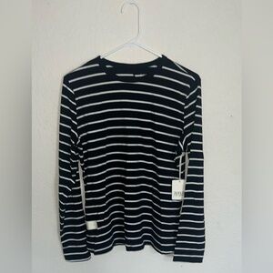 Ana A New Approach Women's Long Sleeve Striped Shirt Black Size Large